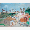 Guignard<br>Ouro Preto. <br>Óleo sobre madeira<br>40 x 50 cm 