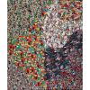 NELSON LEIRNER - “Figurativismo abstrato” - Colagem de adesivos sobre madeira - Ass.dat.1999+3 em etiqueta no verso - 2012. - Altura 120 cm - Largura 140 cm - Com etiqueta da Silvia Cintra