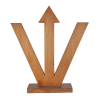 RUBEM VALENTIM - “Objeto emblemático” - Escultura em madeira. Ass. loc. “Brasília – DF” - Déc. 70/80. - 77 x 69 cm (40 x 30 cm a base)
