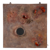 DANILO DI PRETE - “Paisagem cósmica” - Objeto óptico “cinético” - Acrílica sobre madeira, metal, vidro eletrificado - Ass. tit. dat.1967 no verso. - 50 x 50 cm - 
