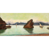 BENEDITO CALIXTO - “Marinha –Pedra cabeça de índio cidade Niterói –RJ” - Óleo sobre tela - Ass. inf. esq. - 37,4 x 76,2 cm - Com Expertise da Calixto Rios Arte & Restauro.