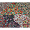 NELSON LEIRNER - “Figurativismo abstrato”-Colagem de adesivos sobre madeira – Ass.dat.1999+3 em etiqueta no verso - 120 x 140 cm. - Com etiqueta da Silvia Cintra.