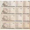 JAC LEIRNER - Sem título Cédulas de dinheiro costuradas. Ass. dat. 1999. Com edicatória no verso. 26 x 26 cm.