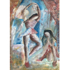 <p>Oswaldo de Andrade Filho - Bailarinas - Técnica mista sobre cartão, assinado e datado inferior direito e por extenso no verso. 1942 - 42 x 28 cm.</p>