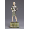 FERDINAND PREISS<br />Gamine. Escultura de bronze e marfim sobre base de ônix. 24 cm de altura. França, c. 1930.<br />Exemplar igual ilustra a capa do livro Art Deco Sculptor, de Alberto Shayo e internamente na pág. 181. Reproduzido também em Art Deco Sculpture de Victor Arwas, à pág. 193.