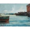 PANCETTI <br />Marinha com barcos e edificações. Ost, 38 x 49 cm. Assinado e datado de 936 no cie.