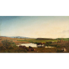 PALIZZI, Felippo (1818-1899) - Paisagem campestre com lago e gado. Ost, 68,5 x 117 cm. Assinado no cie.