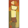 BIANCHETTI, Glênio - Futeboleiro - Óleo sobre tela colado em placa - 66 x 26 cm - 1969 - Assinado e datado no cid. Obra com pequeno restauro