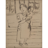 LASAR SEGALL - Maternidade - Desenho a lápis - 31 x 23 cm - c. 1918 - Com autenticação no verso autenticada por Jenny Klabin Segall, datado de 1957, indicando: Composição Wilna até 1918 - desenho de Lasar Segall