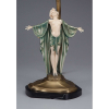 PREISS, Ferdinand - Spring Awakening. Rara escultura/abajur; - bronze patinado e marfim sobre base de ônix. - 33 cm de altura. Assinada. França, c. 1930.