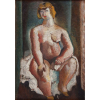 DI CAVALCANTI - Nu feminino. - Osc, 31 x 22 cm. - Assinado no lado esquerdo. C. 1936. - No verso pintura de figuras e balão. - Selo da Galeria Ricardo Camargo.