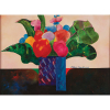 ALDEMIR MARTINS<br>Vaso com flores. <br>Ost, 59 x 79 cm. <br>Assinado e datado de 90 no lado direito.