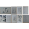 E. Di. Cavalcanti – conjunto de 8 gravuras em rotogravura(offset) , destacado do álbum “Mestres do Desenho”, temas variados,datado de 1963, que consta de 2000 exemplares. Assinado na Chapa. Medidas 52x36cm.ACID/ACIE/AC<br />