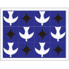 ATHOS BULCÃO – Igrejinha | Painel c/ 12 azulejos, Medindo 15x15cm cada. Década de 60.Medidas dopainel 70x55cm. Etiqueta da Fundação Athos Bulcão no verso.<br /><br /><br /><br /><br /><br /><br />