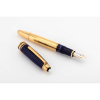 Montblanc Meisterstuck LeGrand Ramses II - Série especial. Caneta tinteiro (pistão). Corpo de prata 925/1000 com acabamento em ouro amarelo e laca lápis-lazuli. Pena de ouro 18k. Fabricada na Alemanha. Obs.: Usada e revisada.