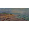 BENEDITO CALIXTO - Praia Grande , óleo sobre tela / CID - 25 x 55 cm , datado 1923 - Acompanha certificado .