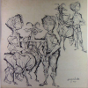 DARCY PENTEADO - Figuras - Com selo no verso de participação da Bienal de 1957 - CID - 98 x 98 cm