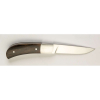 Faca custom. Marca Le Blanc (John Le Blac / EUA). Sem uso aparente. Comprimento total (~) 17 cm, lâmina, (~) 7,8 cm. Punho em madeira e metais. Acompanha catálogo. Anos 1990. (MC_07)