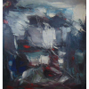 WEGA NERY - Abstrato nos tons branco, cinza, azul, vermelho e preto - OST/CID - 126 x 117 cm.