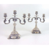 Par de candelabros de prata de lei ricamente trabalhado . Brasil Sec XX - 29 x 26 cm.