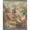 CLÓVIS GRACIANO - alusão a São Jorge - Belíssimo óleo sobre tela , datado e localizado - Paris 50 - 72 x 59 cm.