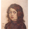 LASAR SEGAL - Cabeça de menina -OST - Ass. CIE 1908 - Medidas 40 x 37 cm. Etiqueta da Bienal internacional de São Paulo de 1957 - Outra etiqueta - Etiqueta da exposição retrospectiva do APTISTA No Museum de Arte Moderna no Rio de Janeiro 1967 - Reproduzido nos livros