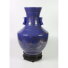 Importante jarrão de porcelana esmaltada decoração POWER BLUE - China Séc. XIX - 54 cm alt.