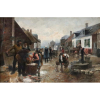 GAGLIARDINI, JULIEN GUSTAVE (ou GAILLARDIN, Julien Gustave) (Mulhouse, 1846 - Paris, 1927) (Mercado de peixes em Cayeux) [Década 1880?] - Ass. CID - GAGLIARDINI- OST - 128 x 189 cm. (Moldura necessita restauro)