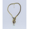 Importante colar em ouro 14 k representando serpente , ornamentada por esmeraldas , rubi e diamantes Old Cut , contraste não identificado. Europa Sec XIXXX.