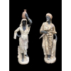 <p>Par de Black Moore representando casal de mouros finamente executados em 3 tipos de mármores .Séc XX - 162 cm alt. Figura feminina 180 cm alt. (Necessitam pequenos restauros)</p>