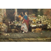 <p>NOVO STEFANO – Feira Veneziana, OST – Localizado em Veneza 1888. 55 x 80 cm.Nascido em Cavarzere, Veneza, estudou com os mestres italianos Pompelmo Gherardo Molmenti e Eugene von Blass. Mais conhecido por suas pinturas figurativas românticas, retratos e de gênero que retratam a vida cotidiana do povo veneziano, Novo exibiu seu trabalho em Turim, Florença, Veneza, Bolonha e Chicago. Uma das alunas de Stefano Novo também foi Jenny Eakin Delony Rice, a primeira artista mulher do Arkansas a ganhar destaque nacional e internacional como pintora e fundadora da educação artística universitária no Arkansas. Embora Delony tenha se especializado em retratos, seu assunto incluía miniaturas, paisagens, vida selvagem, natureza morta e gênero (cenas da vida cotidiana). Ela estudou em Veneza em algum momento antes de 1895 com Stefano Novo.</p>