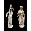 <p>Par de Black Moore representando casal de mouros finamente executados em 3 tipos de mármores .Séc XX - 162 cm alt. Figura feminina 180 cm alt. (Necessitam restauros)</p>