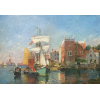 <p>GASTON ROULLET (1847-1925). Venise - OST - CID - Gaston Roullet (1847-1925) foi um pintor francês especializado em Paisagens,cenas marítimas e orientais. Nascido na França, destacou-se no final do século XIX. Como um dos principais representantes da pintura orientalista e marítima. Em reconhecimento ao seu talento, foi nomeado Peintre officiel de la Marine - (Pintor oficial da Marinha), título reservado. a artistas que retratavam temas navais de relevância para o Estado francês. Roullet viajou extensivamente por regiões, coloniais da França, como Argélia, Marrocos, Indochina e outros territórios no Norte da África e Sudeste Asiático. Essas viagens influenciaram profundamente sua produção artística, marcada por cenas portuárias, paisagens exóticas e representações detalhadas do cotidiano em terras estrangeiras — sempre com um olhar documental e artístico. Participou de diversos Salões de Paris, onde suas obras foram bem recebidas por seu realismo técnico e composição equilibrada. Sua pintura combina um estilo acadêmico refinado com interesse etnográfico e paisagístico, o que tornou sua obra uma valiosa documentação visual da presença colonial francesa no exterior. Gaston Roullet morreu em 1925, deixando um legado artístico respeitado, com obras em coleções públicas e privadas. 70 X 100 cm.(Moldura necessita restauro)</p>
