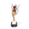 <p>ROLAND PARIS (1894–1945) - Dançarina Art Déco - Heavenly Escultura em bronze patinado e policromado, representando uma elegante dançarina em movimento, de braços erguidos e expressão altiva. A figura, típica da estética Art Déco da década de 1920, veste traje estilizado em vermelho e amarelo com manto prateado esvoaçante, transmitindo leveza e dinamismo. 26 cm alt. sem a base e 35 cm completa.</p>