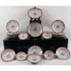 Conjunto de 26 pratos, 1 travessa retangular, 1 prato de arroz , Cia das Indias, família Rosa - período Qialong, 1711  1799.