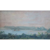 Friedrich Hagedorn (Alemanha, 1814 - 1889) Â Aquarela sobre papel , 40 x 70 cm, C/I/D, Vista Panoramica da enseada de São Francisco de Niteroi , a direita parte da ilha de Boa Viagem ao centro ilha dos Carbos ao fundo o Hospital de Santa Isabel dos Amarelentos .