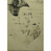 FLAVIO DE CARVALHO - Rosto feminino , nanquim sobre papel , assinado e datado no canto superior direito 1967, no verso etiqueta do Mirante das Artes  69 x 49 cm.
