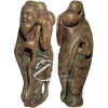 Netsuke. Ancião com cajado. Escultura de madeira representando figura masculina segurando cajado; sem assinatura. Escola de Shuzan I, 8,0 cm de altura. Japão, séc. XVIII. - Antiga coleção de Ivan Lepage, registrada sob o nº PLVI . Adquirido no Hotel Druot em 1935. Acompanha a ficha original.