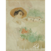 Eliseu Visconti. Mulher com Chapéu. Aquarela sobre papel; 21 x 16,5 cm. Assinado embaixo à esquerda: E. Visconti. Origem: ex--coleção: Maria Helena e Eldino da F. Brancante. 