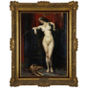 Adrien Henri Tanoux<br />Nu Feminino. Óleo sobre tela, 73 cm x 54,5 cm. Assinado e datado embaixo à direita: A Janoux 1920