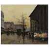 Edouard Cortes - Place de la Madelaine - Paris. Óleo sobre tela, 46 cm x 55 cm. Assinado embaixo à direita: Edouard Cortes.