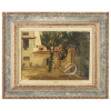 José Maria de Almeida.<br>Largo do Boticário, Rio. Óleo sobre tela, 32,5 cm x 46,5 cm. Assinado embaixo À direita: J M Almeida 944. No reverso: Largo do Boticario / Rio 944 / José Maria de Almeida.