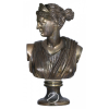 Artista não identificado.Deusa Artemis. Busto de bronze dourado e patinado modelado na figura da deusa Artemis em sua tradicional representação iconográfica; 50,5 cm de altura.Atrás, em baixo relevo, localização: Knossos e assinatura incisa não identificada.