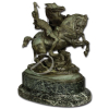 Emmanuel FrémietCavaleiro e Dois Cavalos. Escultura de bronze patinado, sobre base ovalada; 40 cm de altura. Assinada na lateral direita: E. Frémiet. 