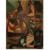 E. Di Cavalcanti<br />Gatos. Óleo sobre tela, 35,5 x 27,5 cm. Assinado e datado embaixo à esquerda: E di Cavalcanti 1954. No verso vestígios de carimbo de A Galeria - SP.