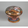 Bowl com tampa Gamet, toda esmaltada inclusive seu interior - 13 x 17 cm - França, séc. XIX
