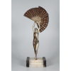 LE FAGUAYS, Pierre - Fan Dancer - rara escultura em bronze patinado com rica policromia representando bailarina - assinada na base LAUREL, pseudônimo usado pelo artista - peça fotografada por Alberto Shayo para inclusão na 2ª edição do livro Statuettes of Art Deco period - altura, 66 cm - França, C. 1930