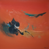 FUKUSHIMA - Abstrato em vermelho - óleo sobre tela - 80 x 80 cm - a.c.i.d. déc 60