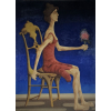 GRACIANO, Clóvis - Mulher com ramalhete de flores - óleo sobre tela - 74 x 54 cm - a.c.i.e. 1971 - Participou da exposição Centenário de Clóvis Graciano na BM&F em 2007, reproduzido no catalogo da exposição. Participo da exposição Arte de Cavalete, na CEF de Brasilia em 2013 Publicado no catalogo da exposição pg. 17