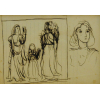 Candido PORTINARI (1903-1962) – “Isabel e Maria” – Desenho a nanquim – Assinado, dato e dedicatória no verso (1941) - 20 x 15 cm. 